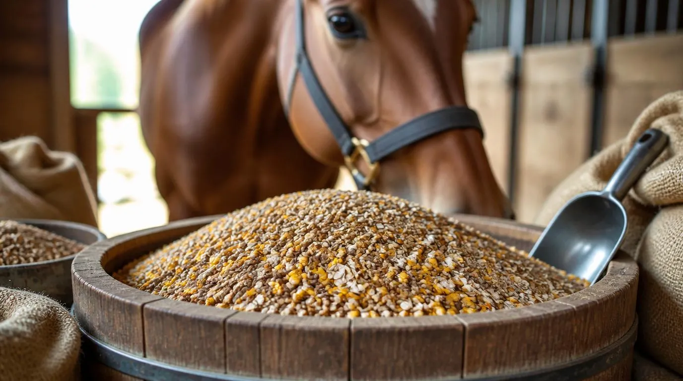 Homemade Horse Feed with Barley and Corn
